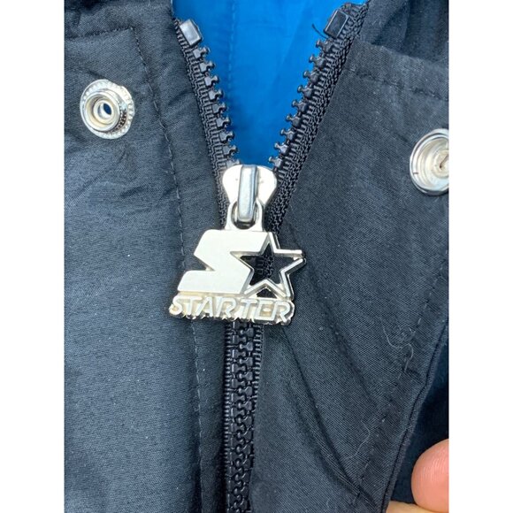 Vintage Starter Charlotte Hornets Jacket Black Hooded Puffer Large Retro 7353 - Picture 6 of 9